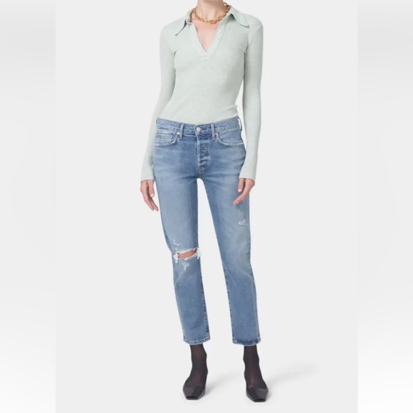 Citizens Of Humanity Denim - Citizens of Humanity "Emerson" distressed boyfriend jeans light wash denim SZ 29